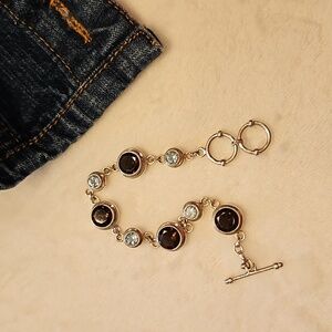 Sterling bracelet with brown and blue topaz